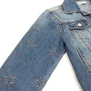 Vintage Light Wash Star Embroidered Denim Jacket